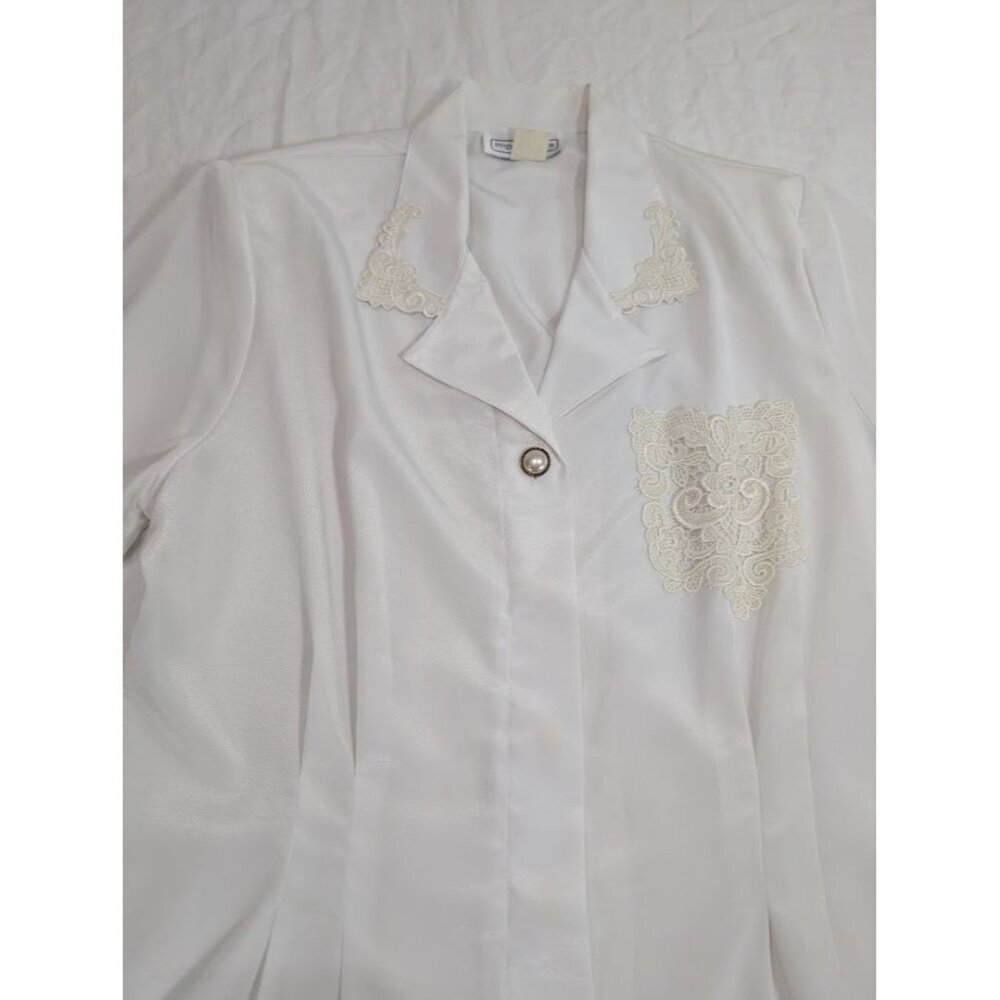 VTG Impressions of California women's size 16 silky embellished blouse USA I9 - Picture 3 of 7